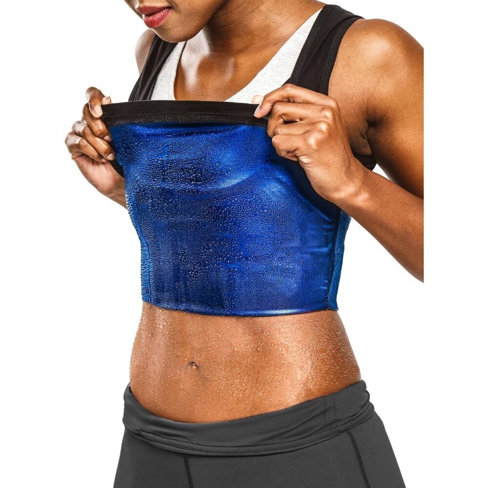 Women Slimming Sauna Tank Top Sweat Vest Workout Body Shaper Black Small